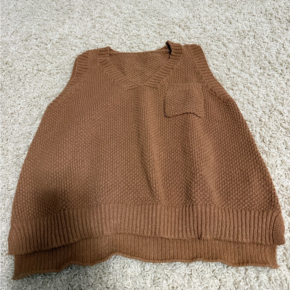 Women's Brown Knit Sweater Vest
